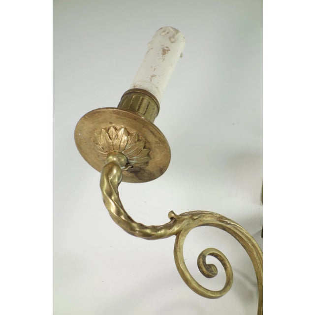 Brown Antique French Bronze Wall Lamp by Marcel Guillemard For Sale - Image 8 of 12