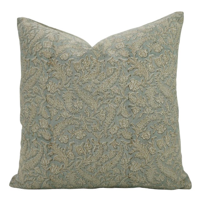 Decorative Cushion Cover 16x16 Inch Handmade Block Print- Black Forest For Sale