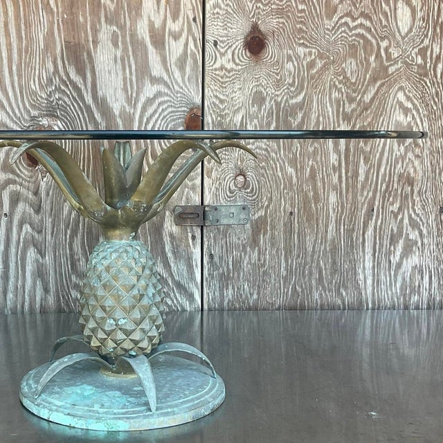 Brass Mid 20th Century Vintage Boho Patinated Brass Pineapple Coffee Table For Sale - Image 8 of 13
