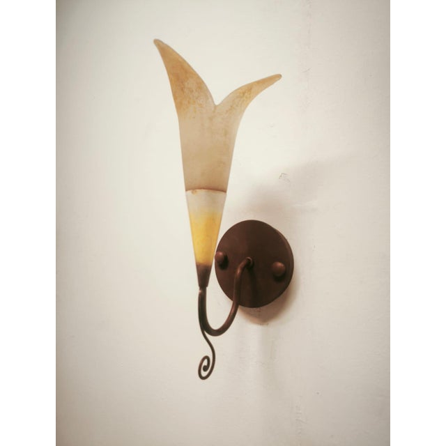 Cream Floral Applique with Murano Glass, 1980s For Sale - Image 8 of 10