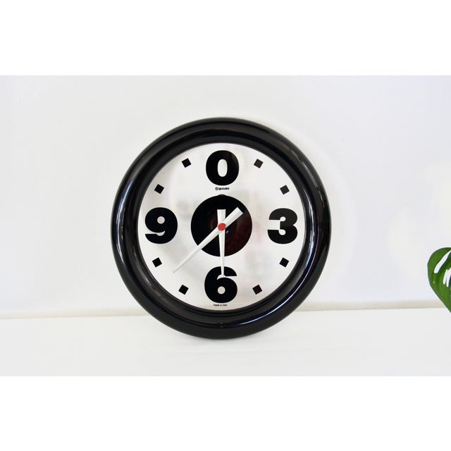 Black Vintage Clock by STG Studio for Guzzini, Italy, 1980s For Sale - Image 8 of 8
