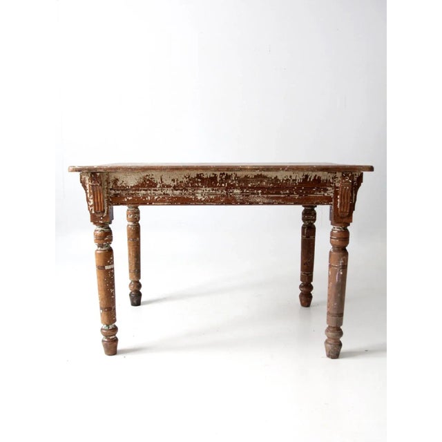 Wood Antique Farmhouse Wooden Table For Sale - Image 7 of 13