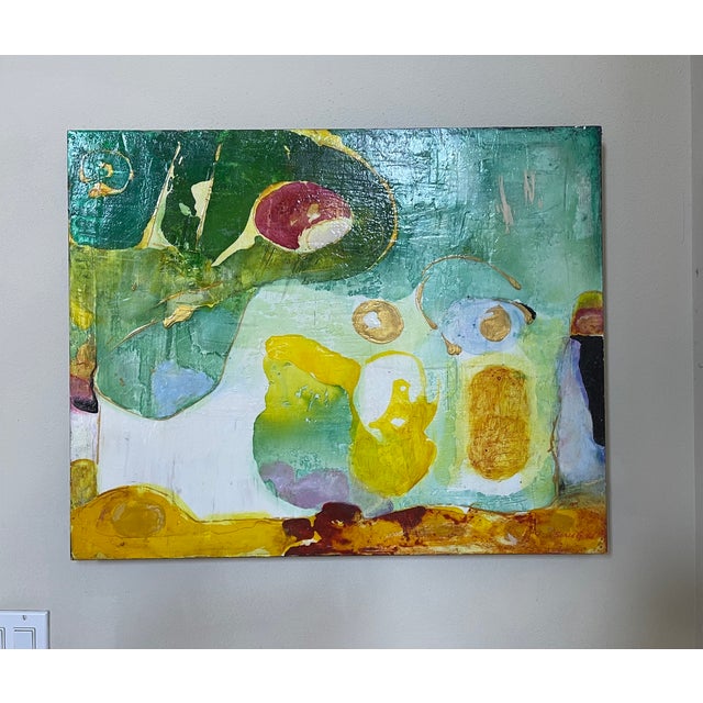 "Moss and Sunlight" Abstract Beautiful Colorful Modern Painting by Artist Sonia Gold For Sale In Los Angeles - Image 6 of 17