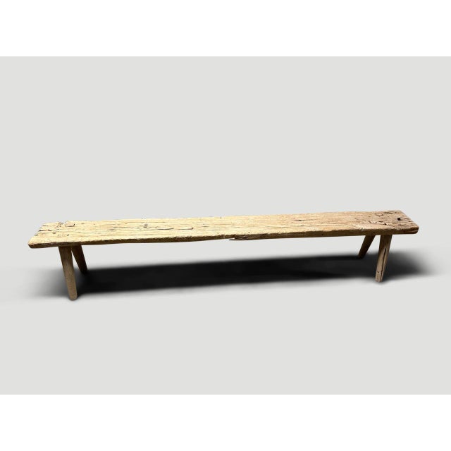 Contemporary Andrianna Shamaris Wabi Sabi Teak Wood Long Bench For Sale - Image 3 of 6