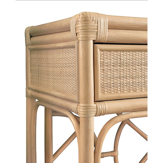 Matthew Izzo Home - Gideon Natural Rattan Tow Drawer Console Table With Decorative Back For Sale In New York - Image 6 of 8