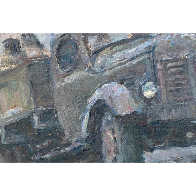 1970s Combine Truck Oil Painting, Socialist Realism Art For Sale - Image 4 of 6