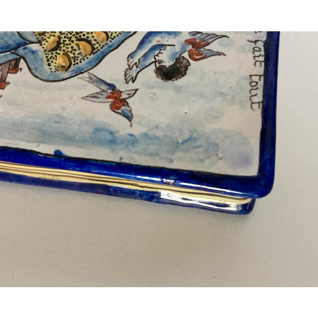 Antique French Nevers Faience Book Form Hand Warmer/Snuff For Sale - Image 11 of 13