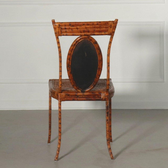 1970s 1970's Spotted Bamboo and Wrapped Rattan Iron Side Chair For Sale - Image 5 of 10