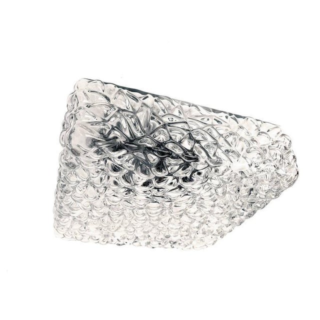 Beautiful modernist flush mount ceiling light manufactured by Rupert Nikoll in Austria in the 1950s. The handmade pebble...