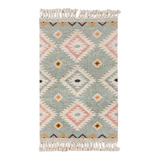 Sea Green Wool Moroccan Rug Hand Woven, Boho Scandinavian Décor 8x10 Ft. For Sale