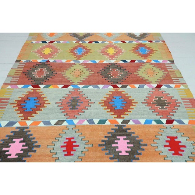 Oversized Vintage Turkish Kilim Rug - 83" X 164" For Sale - Image 4 of 10