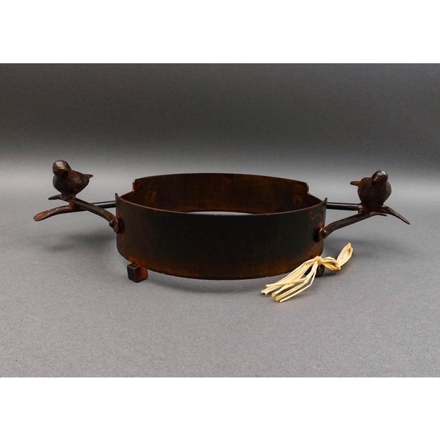 Metal Jan Barboglio Hand Forged Iron Metal Bird Serving Dish Holder Tray Sculpture For Sale - Image 7 of 9