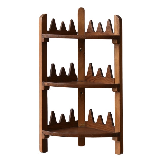 Vintage Sawtooth Edge Tiered Corner Shelf, Circa 1950s-60s For Sale