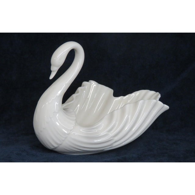Figurative Lenox Porcelain Swan Figurine Bowl Planter Dish Ivory Color Made in Usa 5206b For Sale - Image 3 of 15