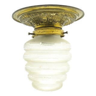 Early 20th Century Art Nouveau Brass and Glass Ceiling Lamp, Austria For Sale