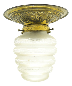 Early 20th Century Art Nouveau Brass and Glass Ceiling Lamp, Austria