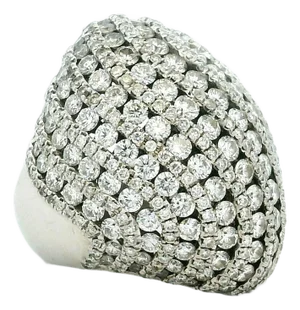 1990s Large Pavé Diamond Dome Cocktail Ring in 18k White Gold, Size 6.5