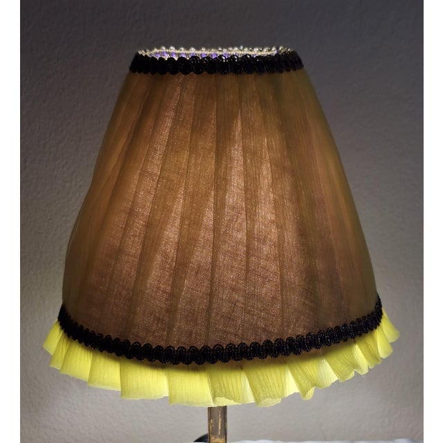 Textile Mid-Century Minimalist German Table Lamp with Brass Base and Fabric Shade from Lamplove, 1950s For Sale - Image 7 of 10