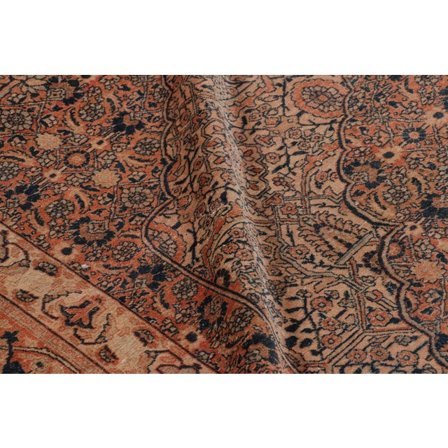 Textile Antique Tabriz Persian Rug With Salmon Tone Medallion and Florals | Rug & Kilim For Sale - Image 7 of 8