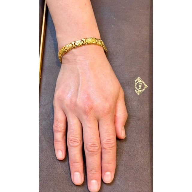 Vintage 14 Karat Yellow Gold 16.2Gm Parentesi link Bracelet Unisex, 7.5 ", Italy For Sale - Image 14 of 18