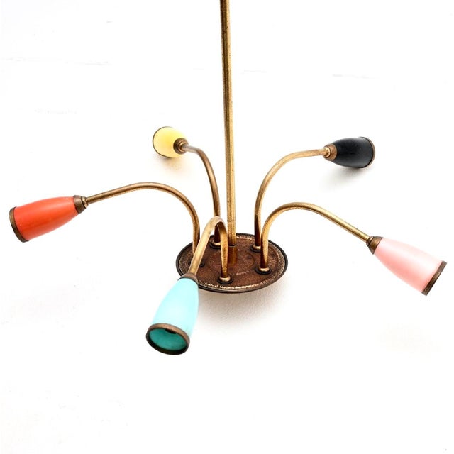 1950s Vintage Italian Brass Chandeliers from Stilnovo, 1950s, Set of 2 For Sale - Image 5 of 9