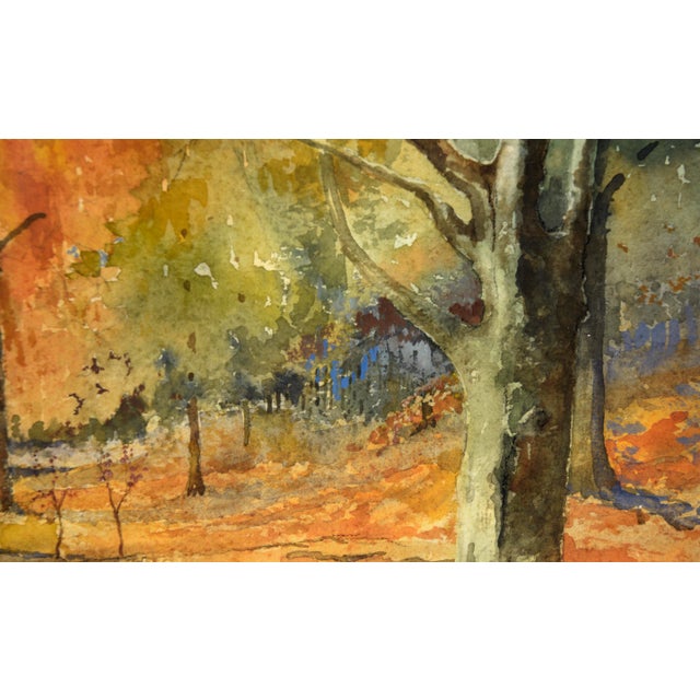 Paper Queensdown Warren, Kent - Autumn Forest Interior Landscape in Watercolor by L B H Cremer For Sale - Image 7 of 10