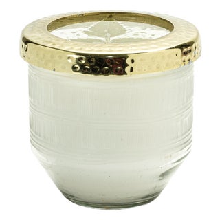 Whit Currant Scented Soy Candle with Pressed Floral Lid 4.25"D For Sale