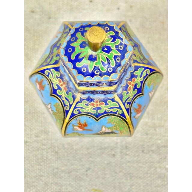 Asian Small Vintage Cloisonné Ginger Jar For Sale - Image 3 of 7