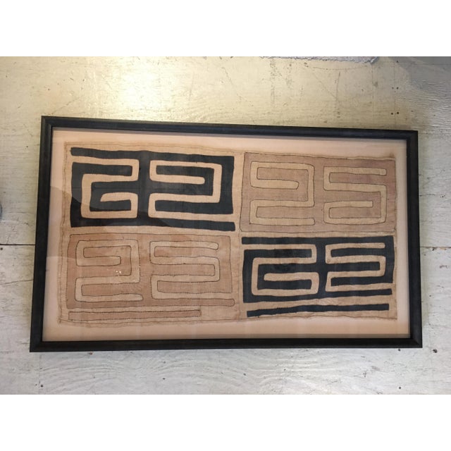 Beige Vintage Kuba Cloth Panel in Custom Frame For Sale - Image 8 of 12