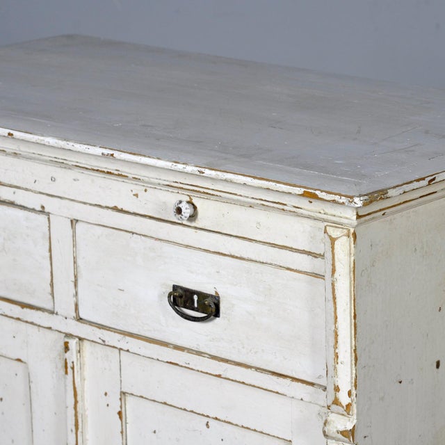 Brown Antique White Buffet in Pine, 1910 For Sale - Image 8 of 17