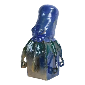 Vintage 1980s Large Studio Pottery Sculpture Lidded Jar of Octopus