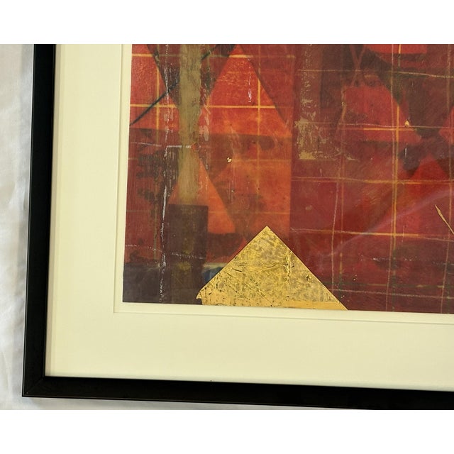 Paper C1979 Original Steven Sorman (American 1948-Present) Mixed Media Framed Collage 'Untitled Red' For Sale - Image 7 of 18
