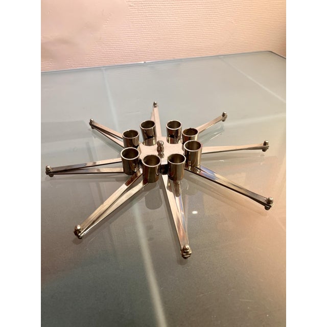 Mid-Century Modern Chrome-Plated Steel Star-Shaped Candlestick, 1970s For Sale - Image 3 of 11