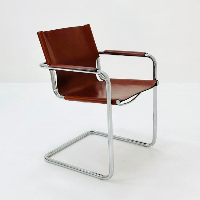 Bauhaus Visitor Chair in Congac Leather by Marcel Breuer, 1980s For Sale - Image 11 of 11