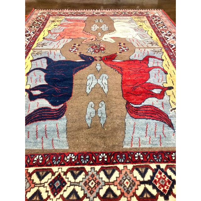 Traditional 1970s Animal Print Handwoven Shiraz Area Rug 6'9" X 9'3" For Sale - Image 3 of 12