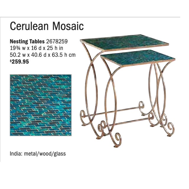 Mosaic Tile Nesting Tables Cerulean Pier 1 Imports Set For Sale - Image 18 of 18