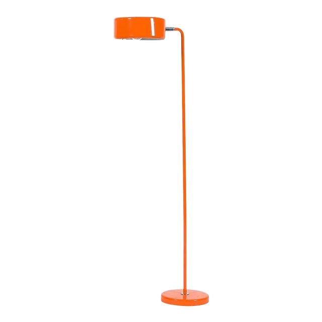 Vintage Mid-Century Modern Orange Floor Lamp by Ateljé Lyktan, Sweden, 1970s For Sale