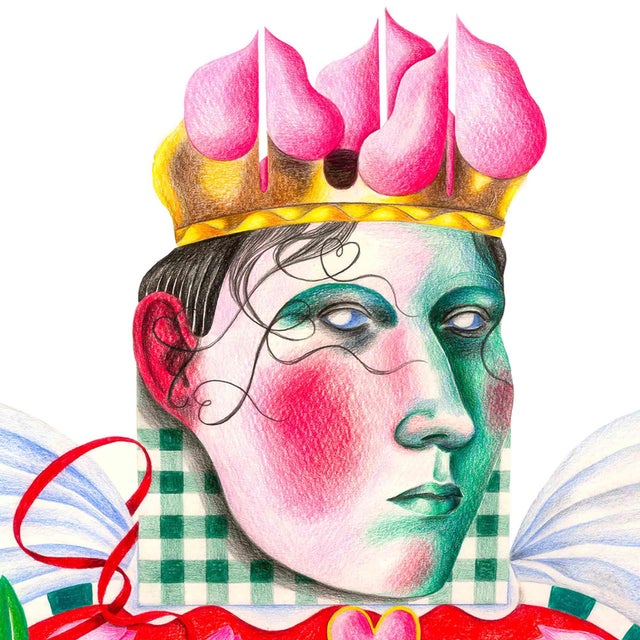 "The King With a Crown Over His Wig" Original by Carla Petelski From the Alice in Wonderland Collection For Sale - Image 4 of 5