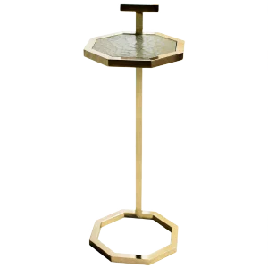 Brass Plated Gibson Martini Table with Cracked Gesso Surface by Casa Botelho
