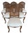 Set of Six Carved Wood Cane Back Dining Chairs With Upholstered Seats For Sale