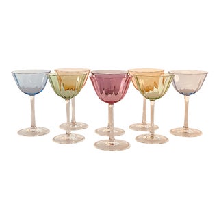 1950s Multi-Colored Cordial Stems, Set of 8 For Sale