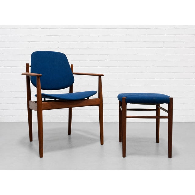 Mid-Century Modern Mid Century Modern Danish Teak Model 203 Armchair + Ottoman by Arne Vodder for France & Daverkosen, C. 1960's For Sale - Image 3 of 17