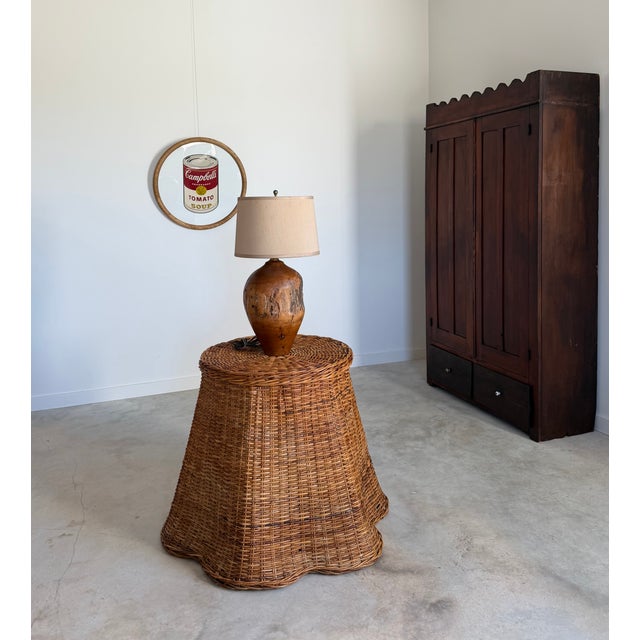 Tromp l'Œil "Ghost" Rattan Table + Round Glass Dining or Surrealist Game Table For Sale - Image 14 of 18