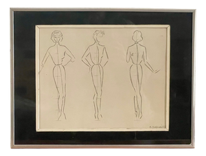 Berthe Duquaine, Sketches, 1951, Pencil on Paper, Framed
