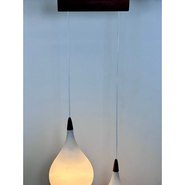 White Scandinavian Two-Light Pendant by Uno & Osten Kristiansson for Luxus, 1957 For Sale - Image 8 of 13