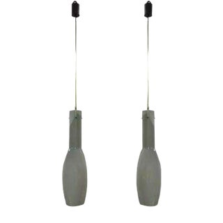 Grey Glass Pendants from Vistosi, 1950s, Set of 2 For Sale