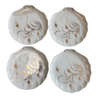 1950s Mid Century Lefton China Scallop Plates - Set of Four For Sale