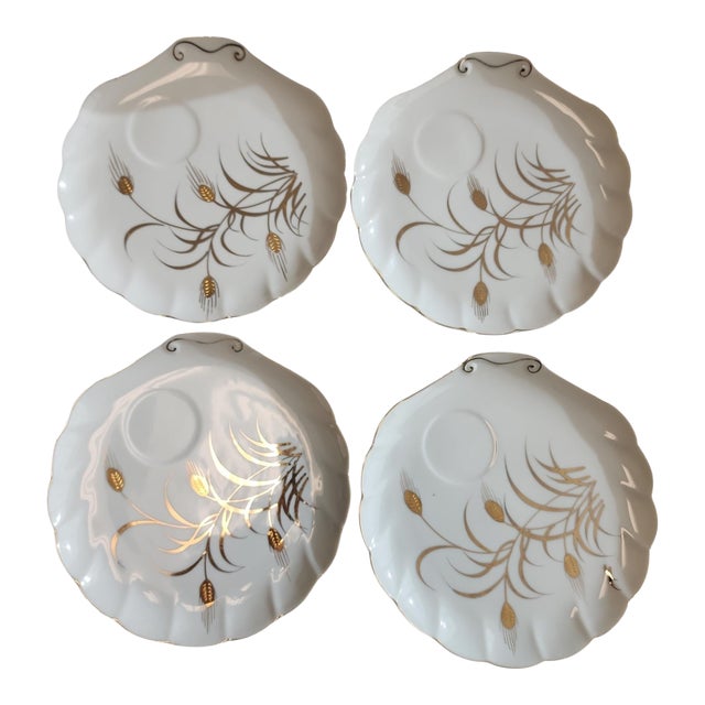 1950s Mid Century Lefton China Scallop Plates - Set of Four For Sale