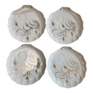 1950s Mid Century Lefton China Scallop Plates - Set of Four