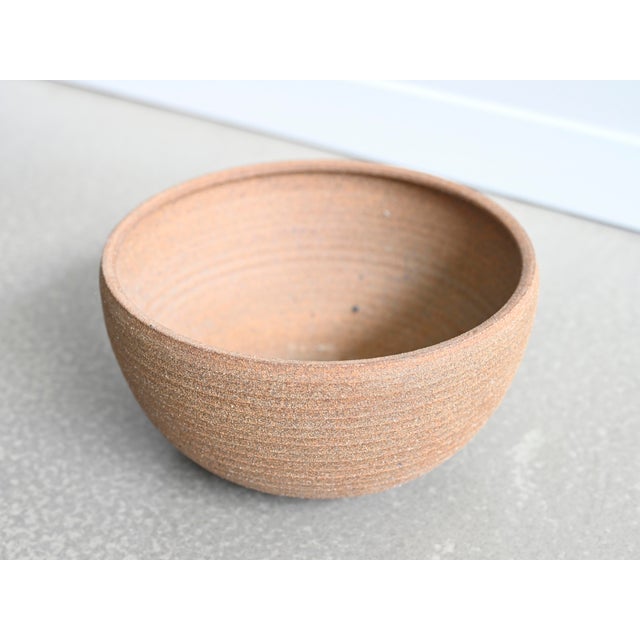 Hand thrown studio pottery bowl or planter by famed California ceramicist Robert Maxwell. The bowl features a spiraled...